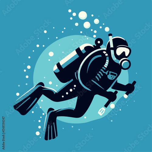 scuba diver vector illustration