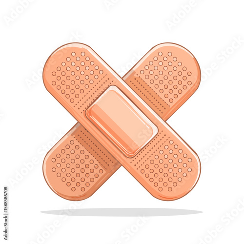 Two Crossed Bandages Illustration on Black Background for Wound Care and First Aid