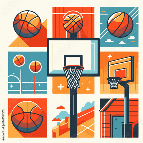 basketball hoop vector illustration white background