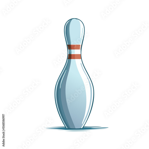 Single bowling pin stands ready for action sports icon game equipment pin isolated on black