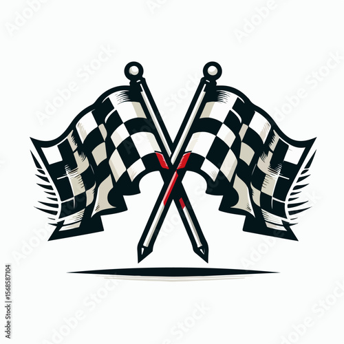 vector illustration of two racing flags on white background