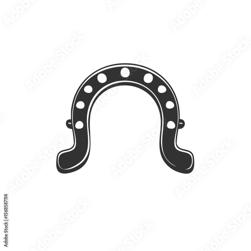 A Lucky Horseshoe Symbol Depicting Fortune and Heritage against Black Backdrop For Western Design and Cowboy Culture