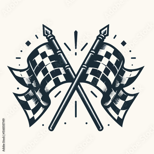 vector illustration of two racing flags on white background