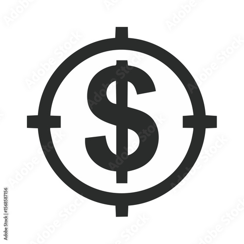 Dollar sign in target focus achievement goals financial aiming business success concept