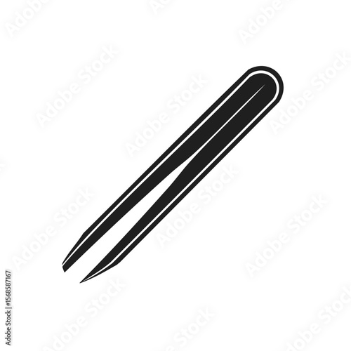 Simple gray tweezers on black background for beauty hygiene and personal care concept studio shot clean minimalistic style