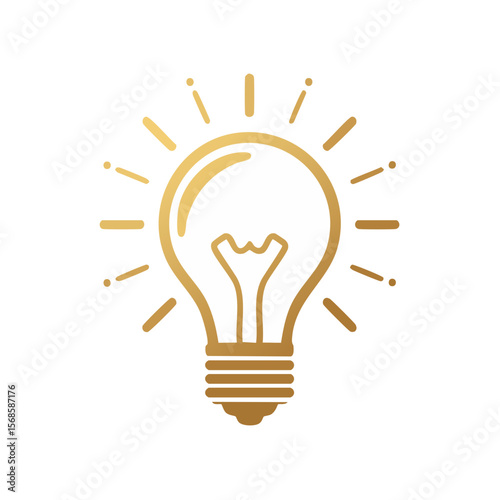 Golden light bulb icon illuminates innovation ideas creativity on black background symbol of inspiration energy intelligence solution