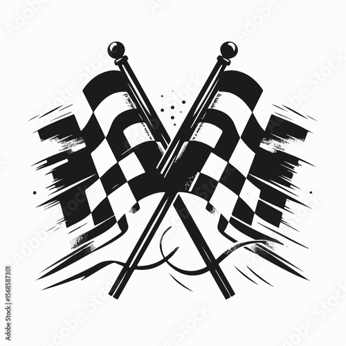 vector illustration of two racing flags on white background