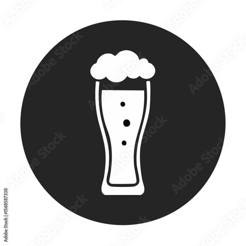 Refreshing Pilsner Beer Glass Illustration on Dark Gray Round Background For Food and Drink Menu or Logo Design