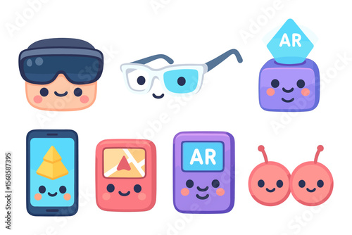 Cute augmented reality theme vector illustration for technology designs in flat style