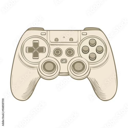 Vintage Style Game Controller Isolated on Black Background Gamepad for Video Game Console
