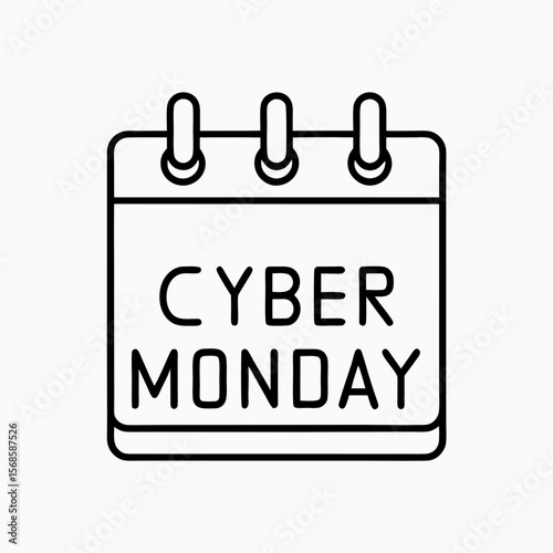 Cyber monday calendar icon with marked day for online shopping and sales event. Cyber monday promotion event is in a calendar, with marked date of marketing campaign day.