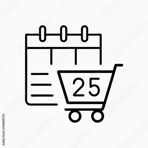 Black Friday concept with calendar date and shopping cart icon, illustrating Black Friday deals and promotions. Black Friday marketing, ideal for event promotion and advertising.