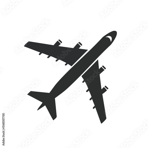 Airplane Flying Silhouette on Black Background Aviation Travel and Transportation Concept