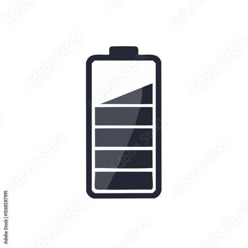 Partially Charged Battery Symbol on a Black Background, Energy Indicator, Power Level
