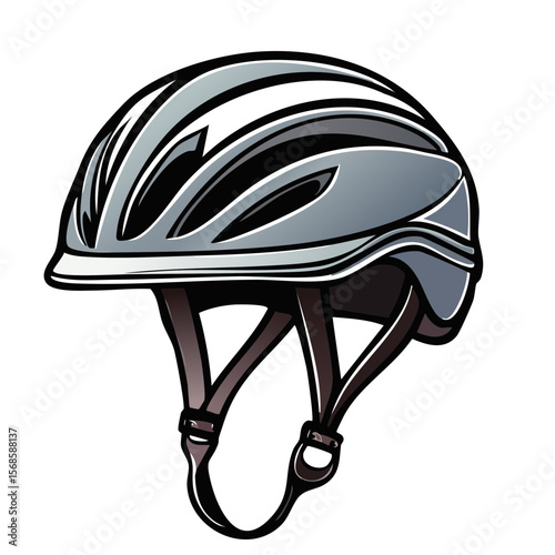 Cycling Helmet, Protective Gear, Sport Safety Equipment, Bicycle Head Protection Isolated on Black Background