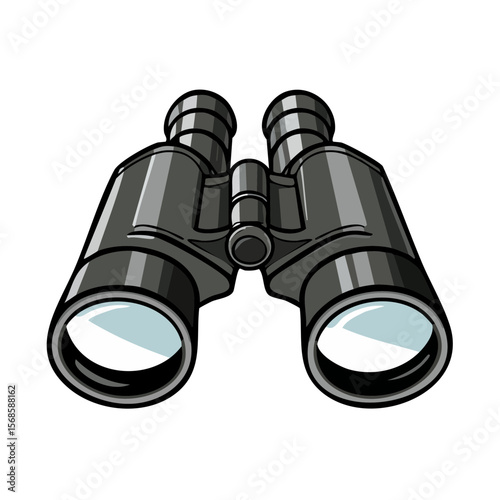 Illustration of Binoculars on a Black Background for Outdoor Exploration and Observation
