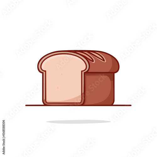 Loaf of bread illustration with a slice cut food staple baked goods carbs flour bakery goods