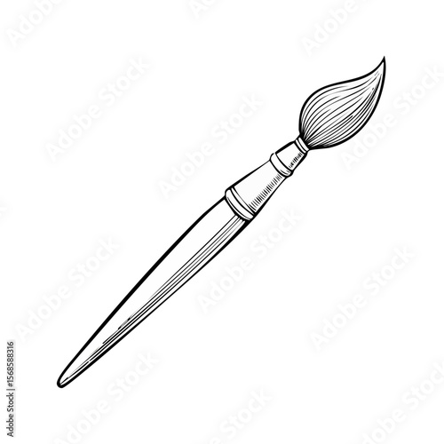 Classic paintbrush vector drawing for art and illustration isolated on black canvas artistic tool for painting concept