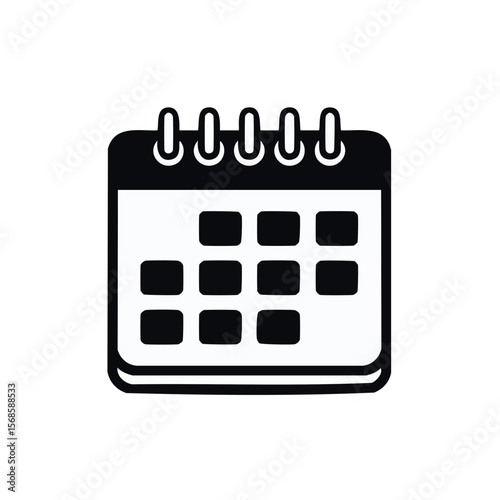 Calendar Icon Appointment Scheduler Symbol White on Black Background Planning Date Schedule and Events Graphic