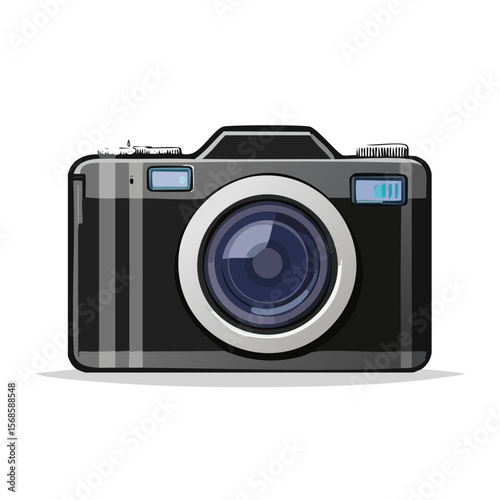 Vintage analog film camera illustration for photography concepts and graphic design projects on black background capturing memories