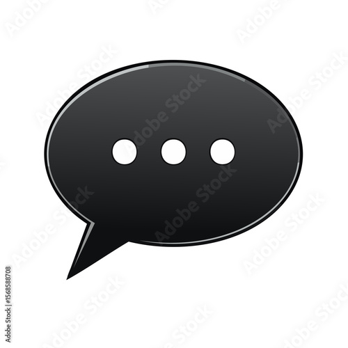 Dark Message Bubble with Ellipsis Indicates Typing or Thinking in a Chat or Dialogue on Black Background