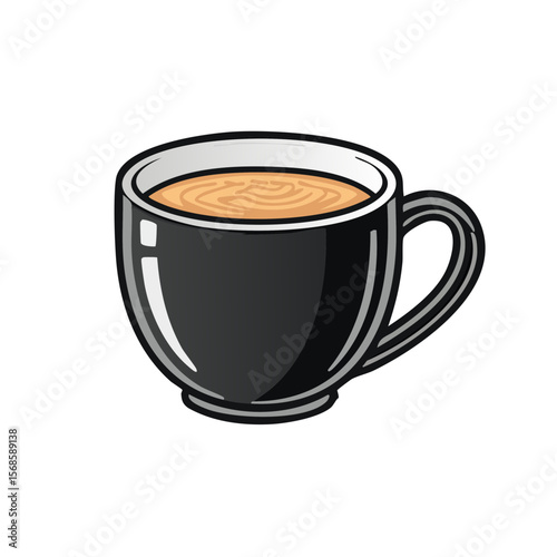 Stylized Coffee Cup Illustration on Dark Background - Hot Beverage for Morning