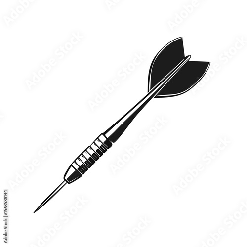 Single Dart with Black Shaft and Pointed Steel Tip Isolated on a Black Background