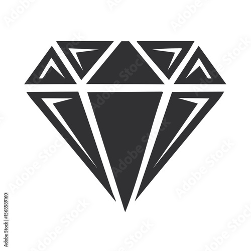 Elegant Diamond Graphic Icon on Black Background for Jewelry, Luxury, and Design Concepts