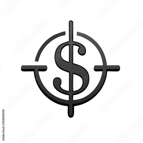 Target on Dollar Sign Symbol on Dark Background Represents Focus on Finance
