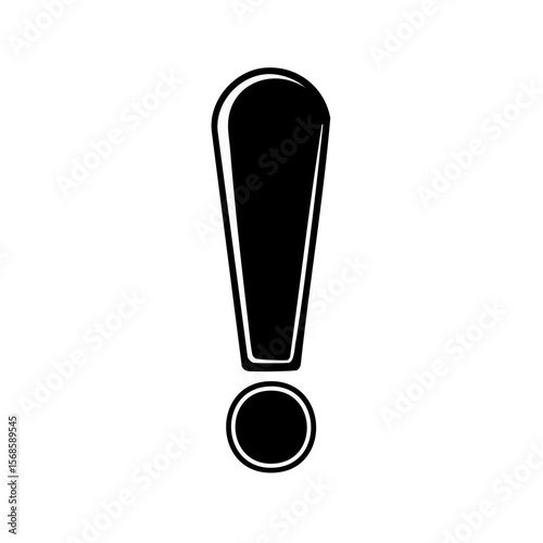 Elegant White Exclamation Mark Symbol on Black Background Attention Warning Safety Danger Information Alert Notice Design