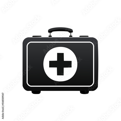 Black medical kit first aid supply healthcare concept emergency preparedness safety equipment medic bag treatment