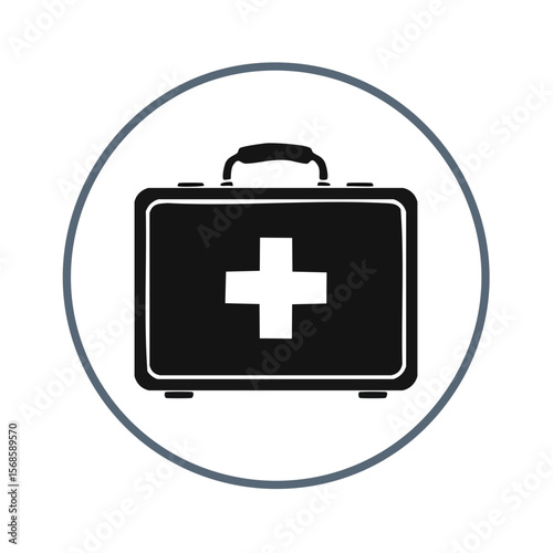 First aid kit icon illustration isolated black backdrop health and safety medical symbol emergency preparedness healthcare concept minimal style