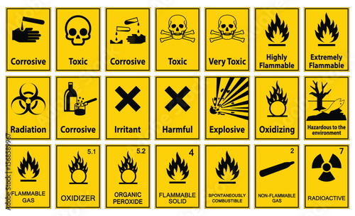 Collection of Hazard Symbols for Safety and Chemical Awareness
