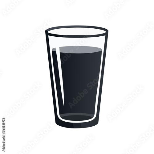 Glass Cup Filled with Dark Liquid Illustration Black Background Drink Beverage