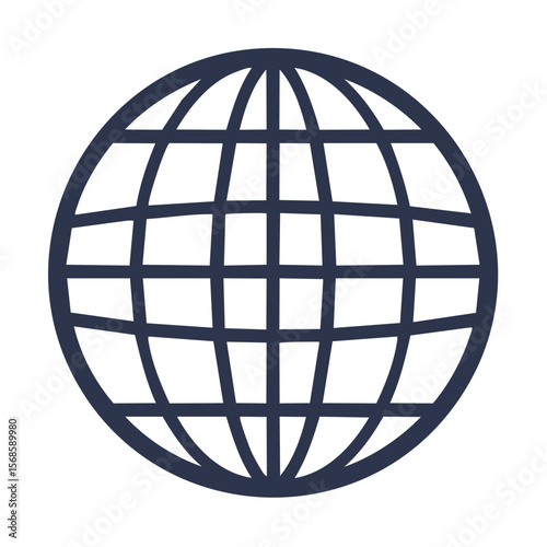 Globe Grid Icon on Dark Background Network Global Connection Digital Vector Illustration