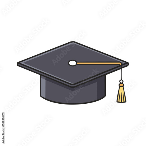 Illustration of a dark academic graduation cap, symbolizing education and achievement on a black background.