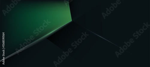 Modern abstract luxury banner, abstract green and black polygon elegant background vector for branding presentation or product ads bg