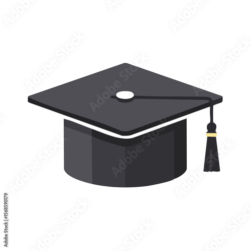 Graduation cap illustration on a black background representing education and academic success.
