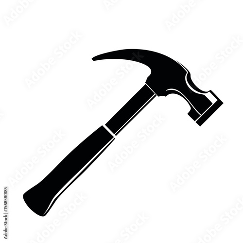 Black Hammer Silhouette isolated on Black Background for Carpentry and Construction