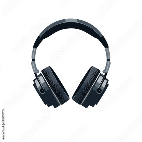 Isolated Grey Headphones on Black Background for Listening to Music or Podcasts