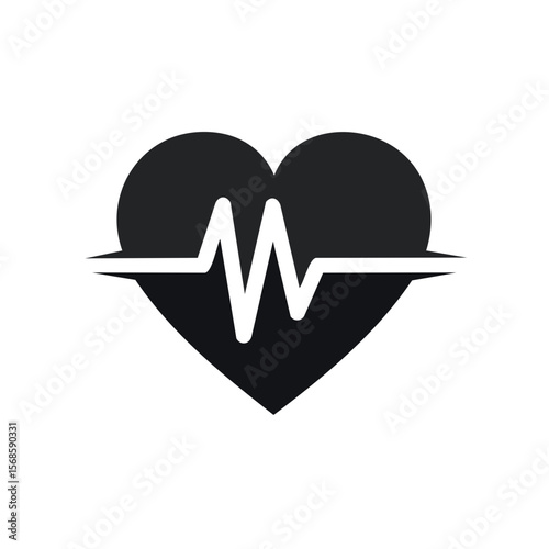 Heartbeat symbol shows a heart with an electrocardiogram line indicating healthcare and cardiac health for illustrations.