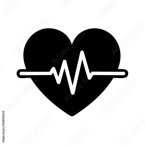 White Heartbeat Pulse Line on Black Background Showing Medical or Sound Wave Graphic