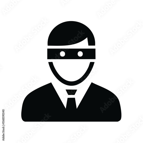 Illustration of Person Wearing Eye Mask and Suit, Representing Criminal Activity