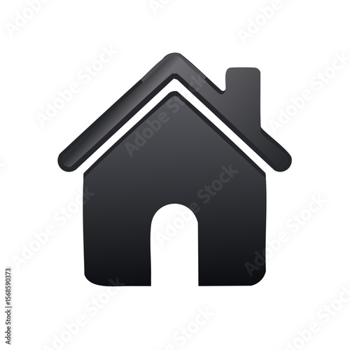 Dark Mode Home Icon on Black Background, House Shape Symbol Graphic