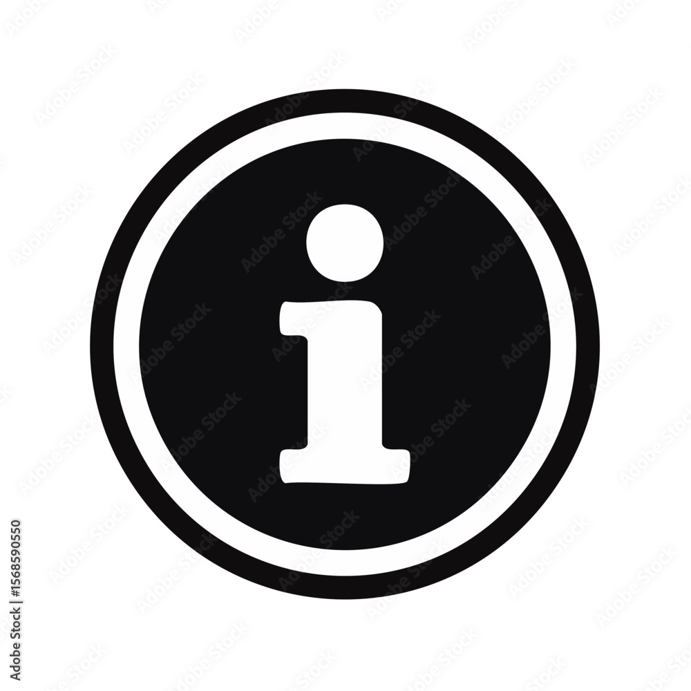 White Information Symbol in Black Circle, Flat Icon, Assistance and Help White Information Symbol in Black Circle, Flat Icon, Assistance and Help