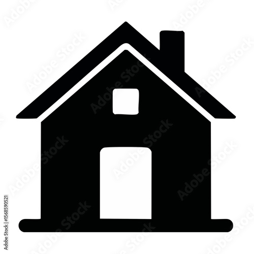 Simple Black and White House Icon Graphic for Real Estate and Home Improvement