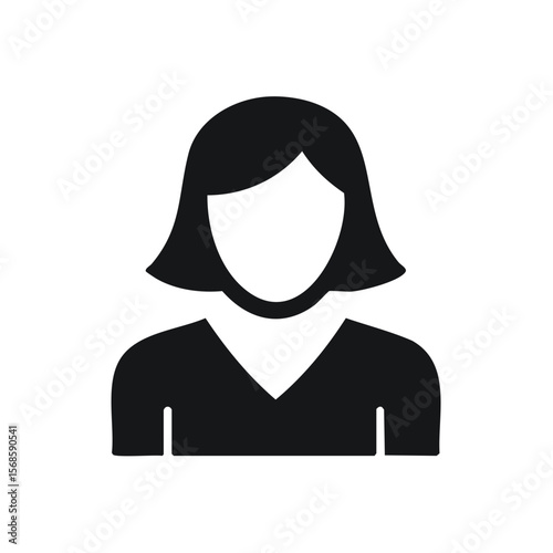 Silhouette of Professional Woman with Short Haircut for Business Profile Icon