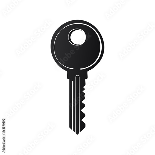 Isolated silhouette of a metal door key against a black background symbol of access security and privacy unlock secret password
