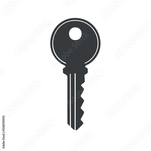 Dark Gray Key on Black Background Simple Minimalist Design Security Concept Safe Opening Doors Locks and House Access Icon