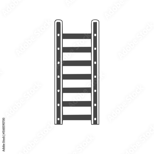 Simple isolated gray ladder illustration against black backdrop for construction or safety concepts upward climbing metaphor